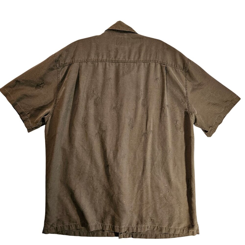 Big Dog 100% Silk Shirt Mens XL Gray ebossed designed breathable button collar - Picture 2 of 5